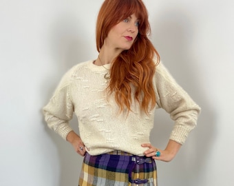 Vintage 80s Boxy Sweater with Angora Inserts