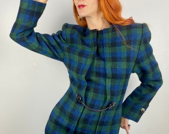 Vintage 80s Plaid Power Dress