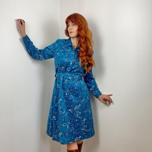 Vintage 70s 80s Paisley Print Midi Dress