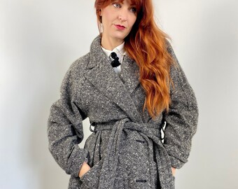Vintage YSL 80s Oversized Boucle Wool Coat