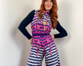 Wide Leg Mod Print Jumpsuit