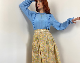 Jupe fleurie en coton Liberty of London Thomas et Jean de Cantorbéry vintage des années 80