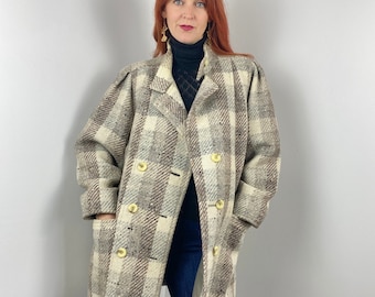 Vintage 80s / 90s Plaid Wool Coat