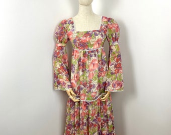 Vestido Vintage 60s 70s Julieta Manga Prairie