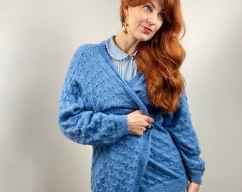 80s Vintage Handknit Pointelle Cardigan