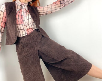 Vintage Corduroy Waistcoat and Culotte Set