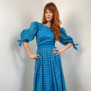 Vintage 80s Balloon Sleeve Maxi Dress