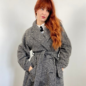 Vintage YSL 80s Oversized Boucle Wool Coat