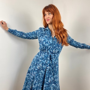 Vintage 70s Patterned Wool Midi Dress