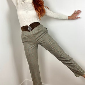 Vintage 80s / 90s Plaid Pleated Trousers / Pants