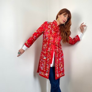 Vintage Embroidered Satin Cheongsam Asian Jacket Blazer