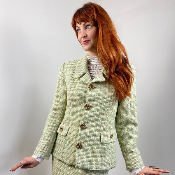 Set gonna e blazer in stile designer intrecciato vintage anni '60