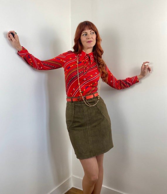 Vintage 80s Suede Leather Short Pencil Skirt Etsy