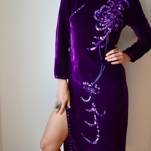 Vintage Velvet Cheongsam Dress image 4