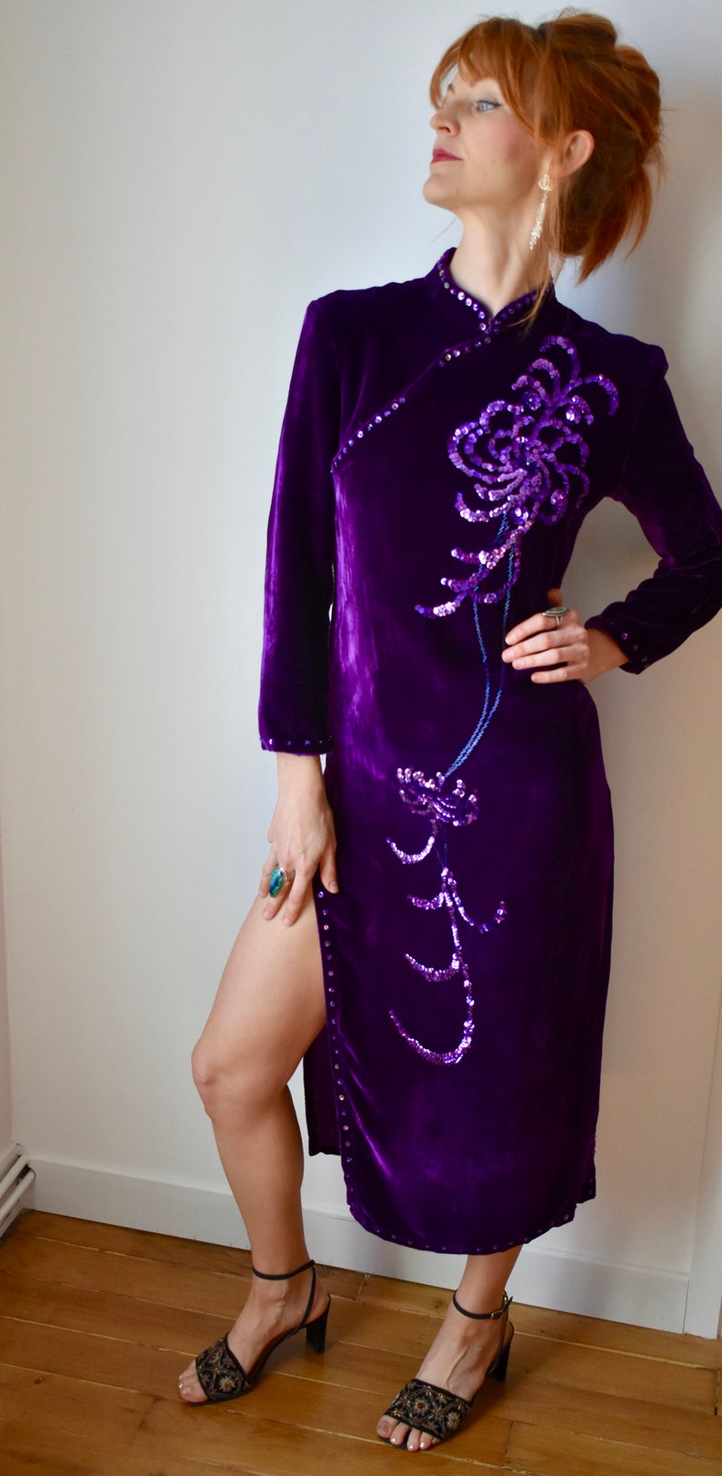 Vintage Velvet Cheongsam Dress image 4