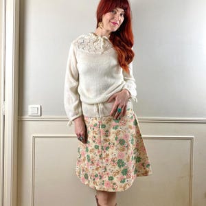 Vintage 1960s 1970s Floral A-line Skirt