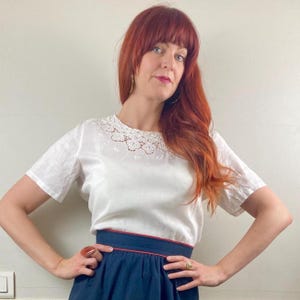 Vintage Hand Embroidered White Linen Blouse
