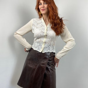 Vintage 90s / Y2K Cacharel Lace Front Blouse image 3