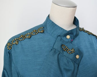 Vintage Turquoise 80s Blouse