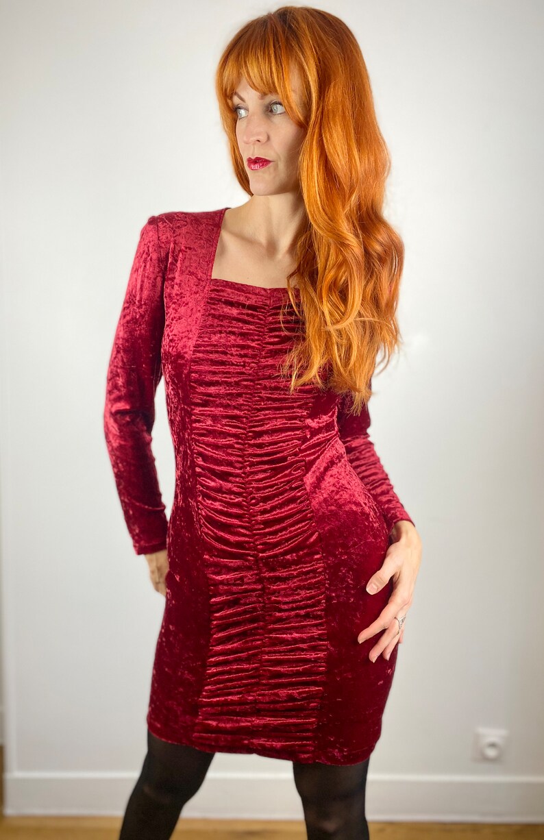 Vintage 80s / 90s Crushed Velvet Dress image 5