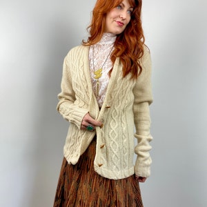 Vintage 70s Cable Knit Sweater Cardigan image 2