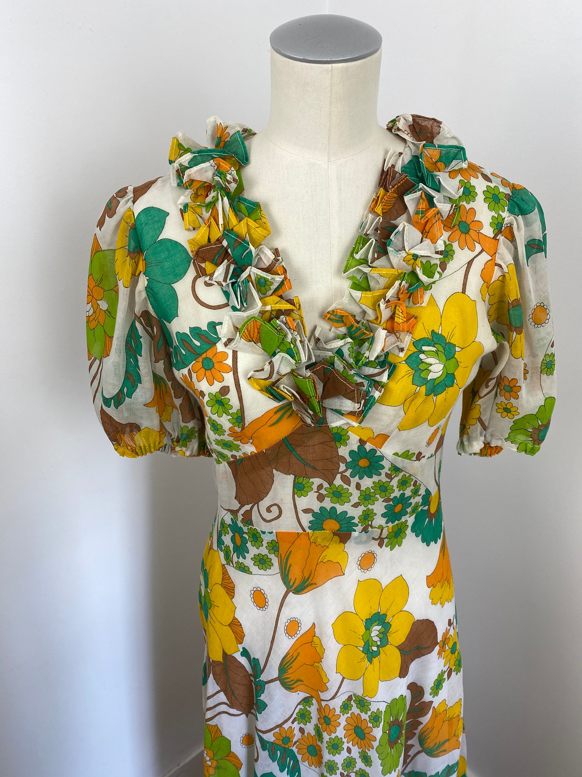 Vintage 60s 70s MOD Floral Print Maxi Dress - Etsy
