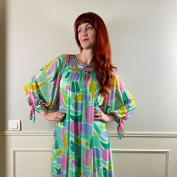 Vintage 1980s Virginie Colorful Open Silhouette Dress