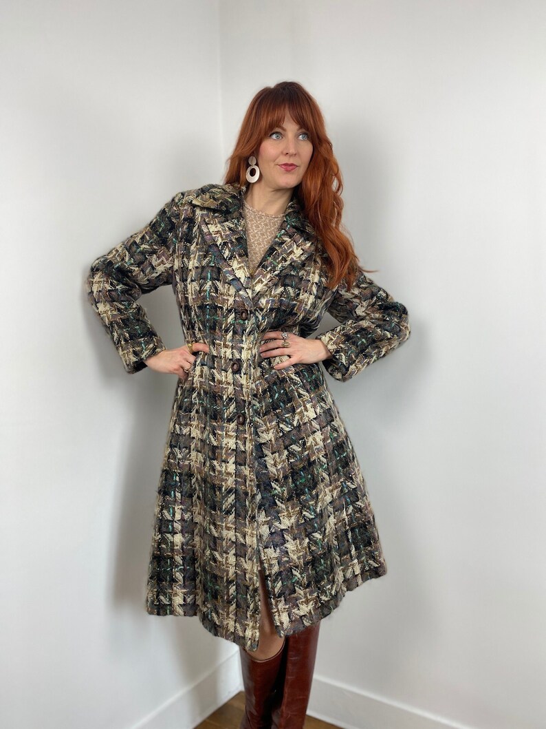 Vintage 60s Woven Check Coat image 4