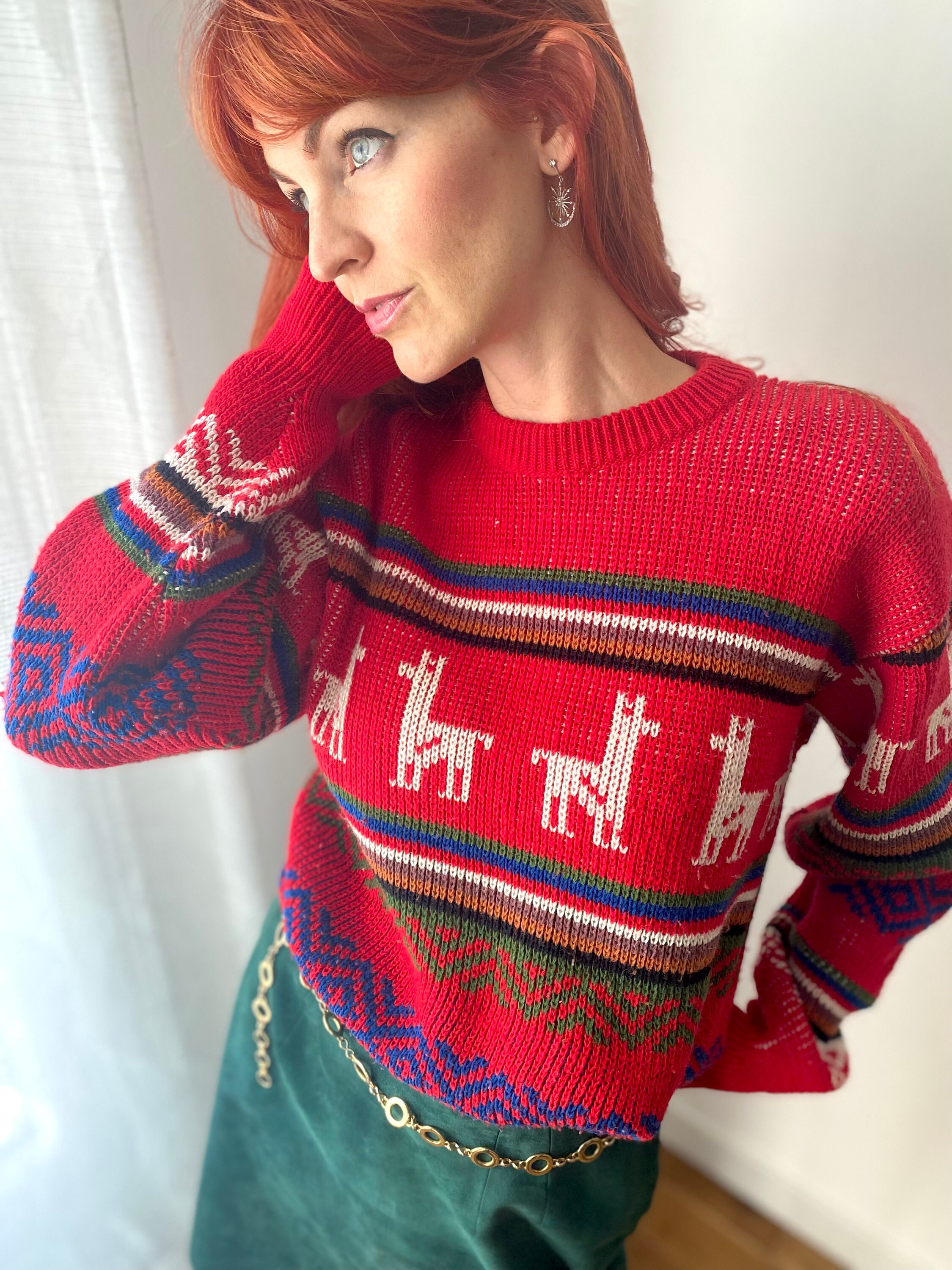 Vintage Alpaca Print Sweater - Etsy