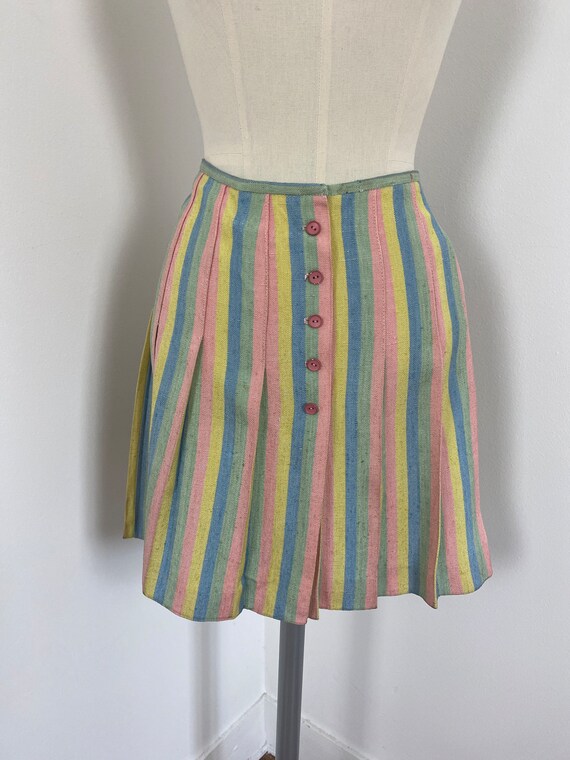 Vintage 60s Pastel Multi-Color Striped Mini Skirt - image 4
