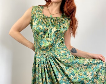 Vintage Authetntic 30s Silk Floral Dress