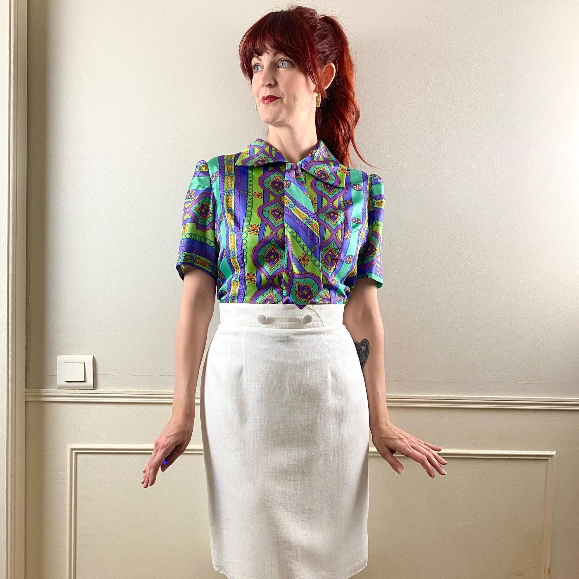 Vintage 1980s 1990s Does 1940s White Linen Blend Pencil Skirt - Etsy