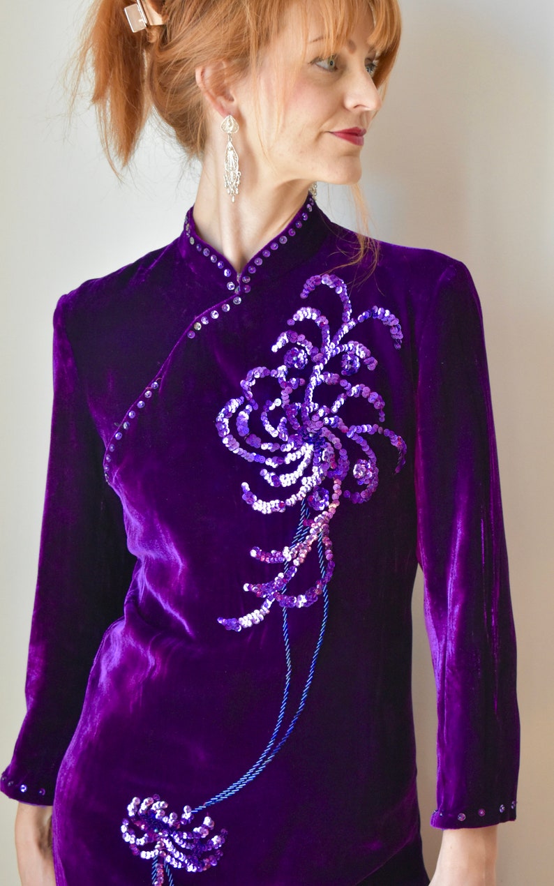 Vintage Velvet Cheongsam Dress image 3