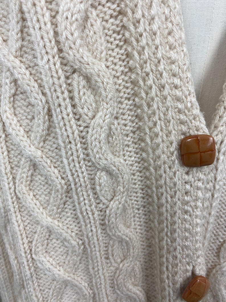Vintage 70s Cable Knit Sweater Cardigan image 6
