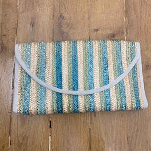 Vintage 60s Striped Straw Clutch Bag image 2