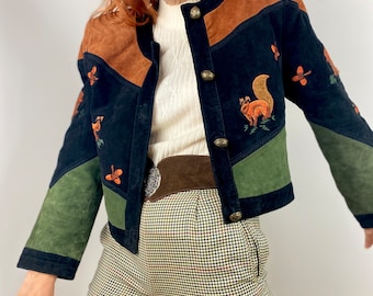 80s Vintage Squirrel Novely Suede Jacket Blazer