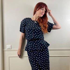 Vintage Maggie London 1980s does 1940s Peplum Dress