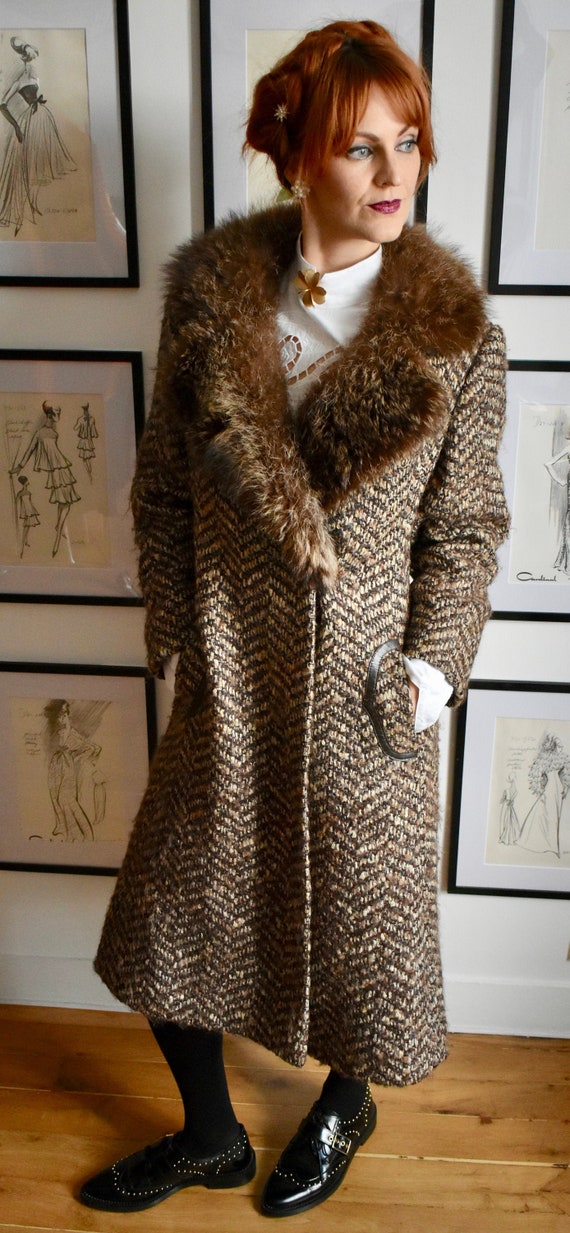 Vintage 1970s Brown ZigZag Coat