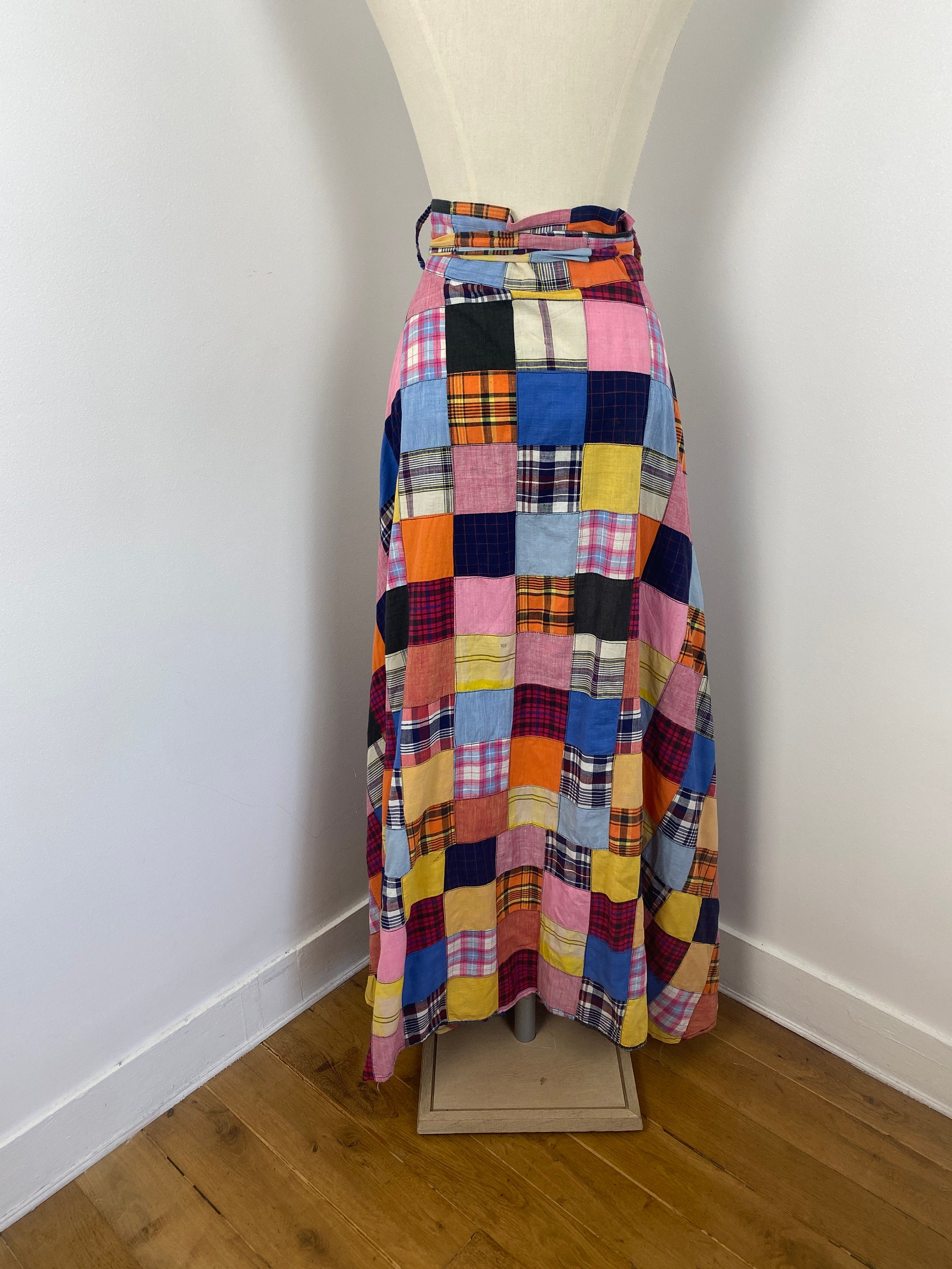 Vintage 60s 70s Quilt Patchwork Checkered Maxi Skirt - Etsy