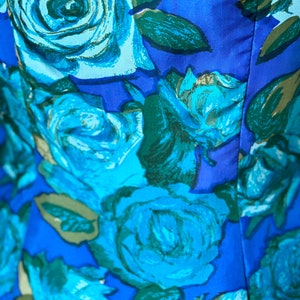 50s Rose Print Silk Dress image 6