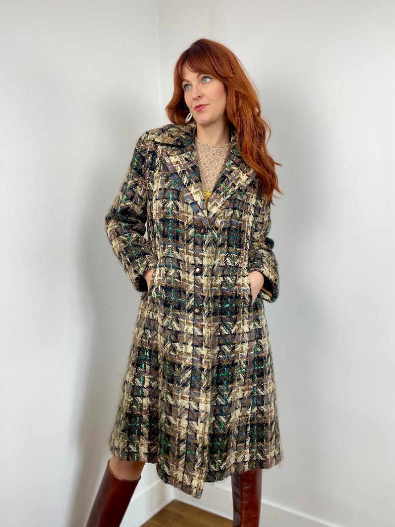 Vintage 60s Woven Check Coat image 2