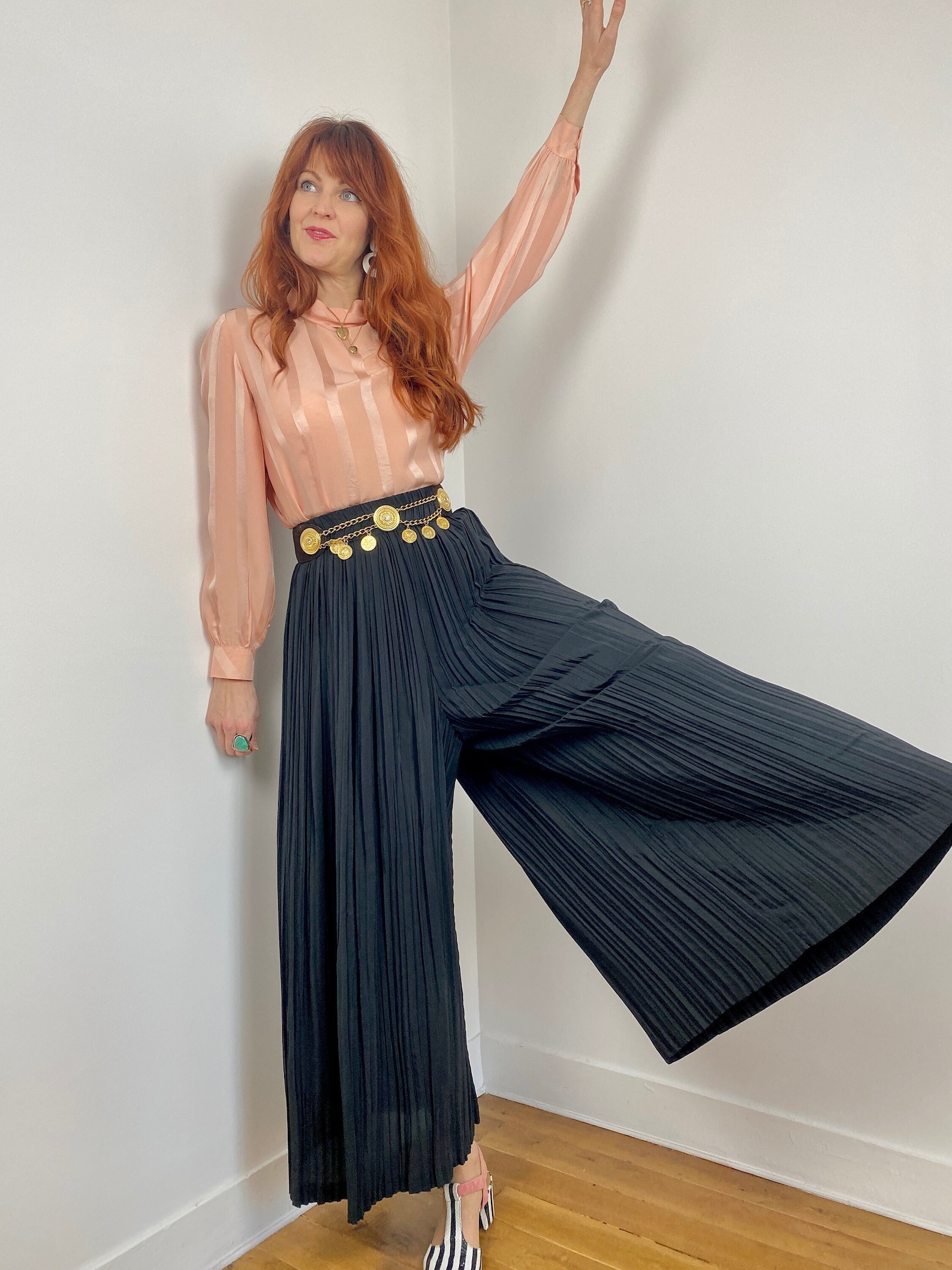 Accordian Pleated Midi Jumper