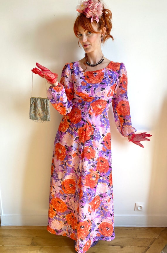 Vintage 70s Floral Maxi Dress