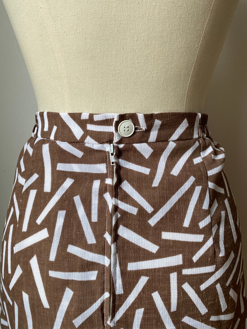 Vintage 80s Patterned Pencil Skirt image 6