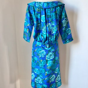 50s Rose Print Silk Dress image 4