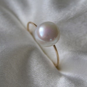 Genuine Pearl Ring | Dainty Pearl Ring | Stackable Pearl Ring | 14k Gold Filled Ring | Button Pearl Ring