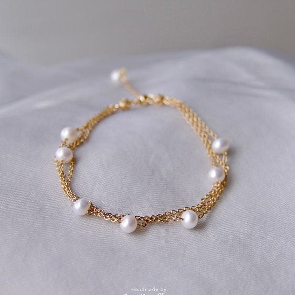 Pearl Chain Bracelet - Etsy