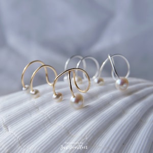 Real Pearl Ear Cuff | Gold Filled Cartilage Hoop | Sterling Silver Ear Cuff | No Piercing Clip On Earring | Dainty Ear Cuff