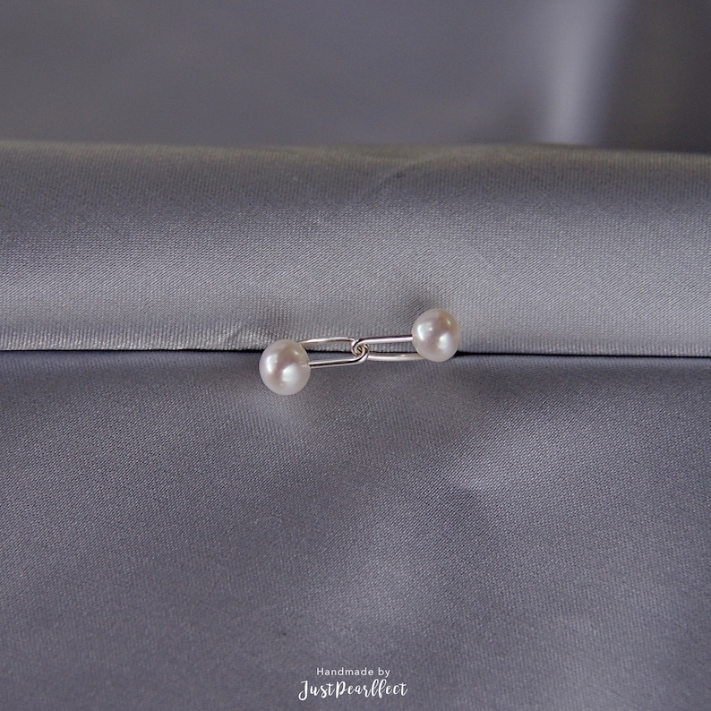 Silver Dainty Ring Twisted Pearl Ring Minimal Gold Filled Ring Small Pearl Ring Double Freshwater Pearl Ring