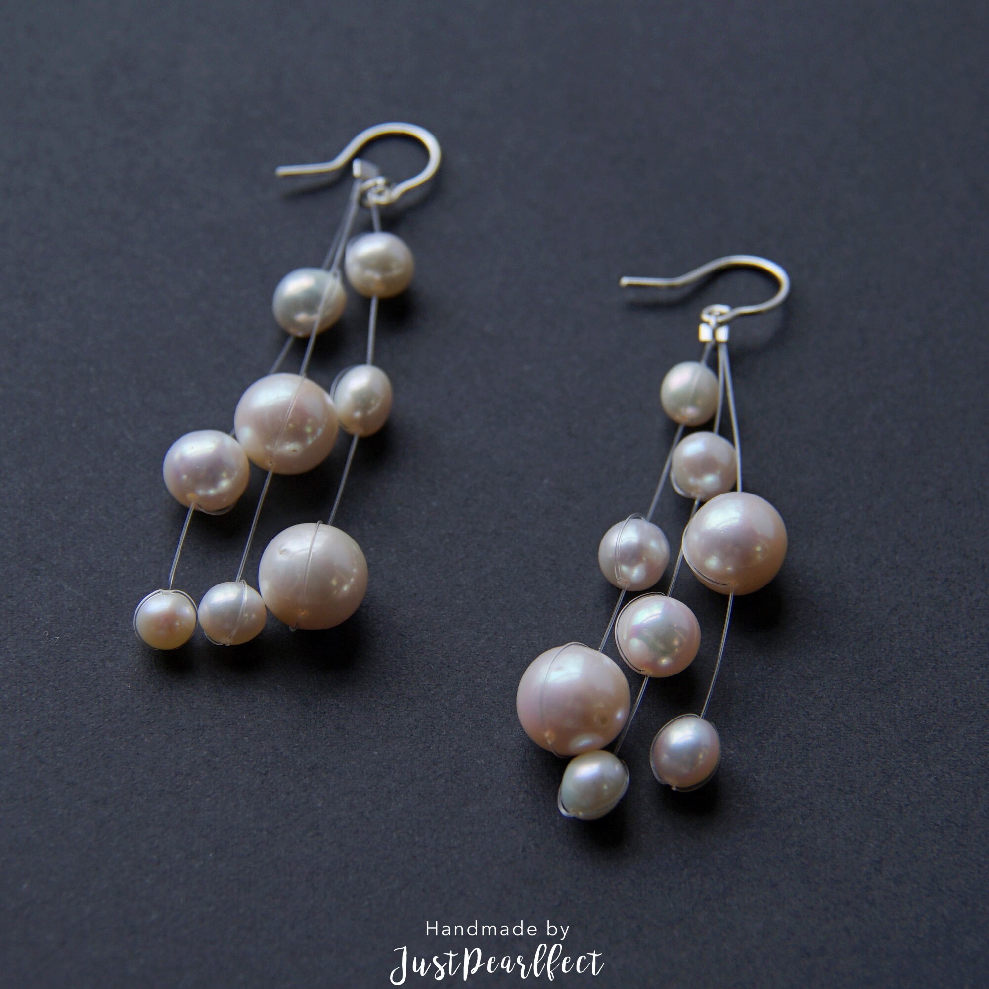 Illusion Pearl Earring Floating Pearl Earring Genuine Etsy